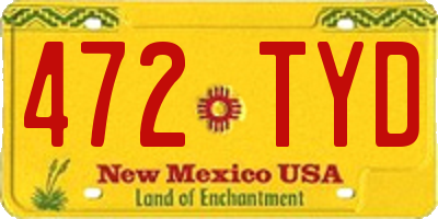 NM license plate 472TYD