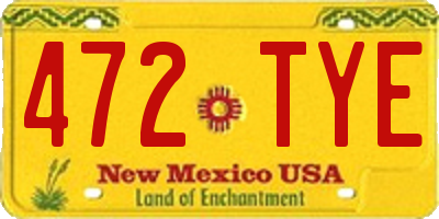 NM license plate 472TYE