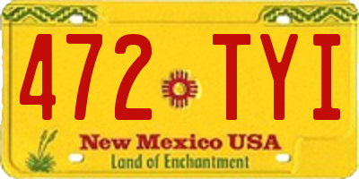 NM license plate 472TYI