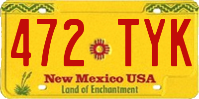NM license plate 472TYK