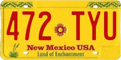 NM license plate 472TYU