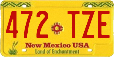 NM license plate 472TZE