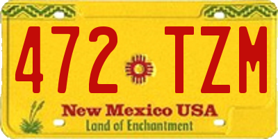 NM license plate 472TZM