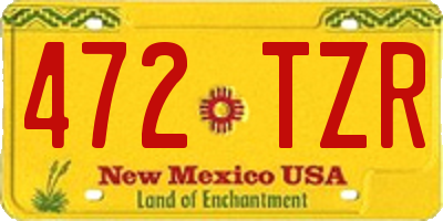 NM license plate 472TZR