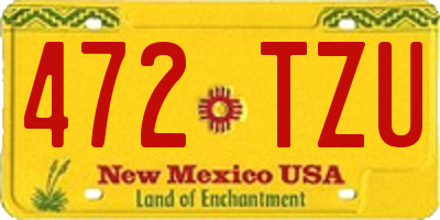 NM license plate 472TZU