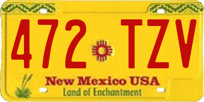 NM license plate 472TZV