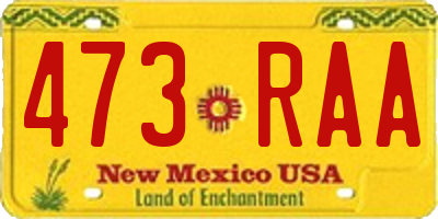 NM license plate 473RAA