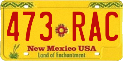 NM license plate 473RAC