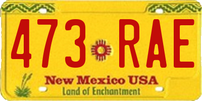 NM license plate 473RAE