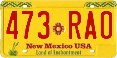 NM license plate 473RAO