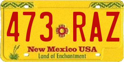 NM license plate 473RAZ
