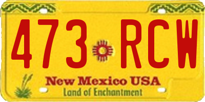 NM license plate 473RCW