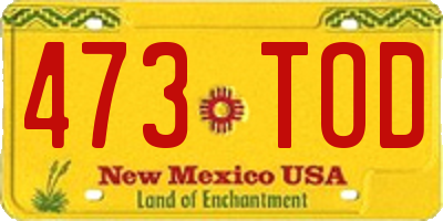 NM license plate 473TOD