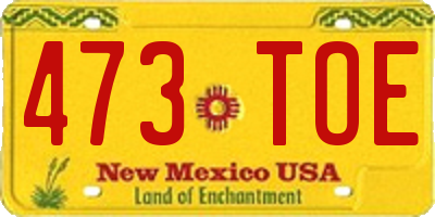 NM license plate 473TOE