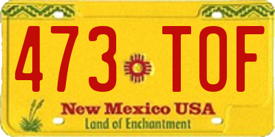NM license plate 473TOF