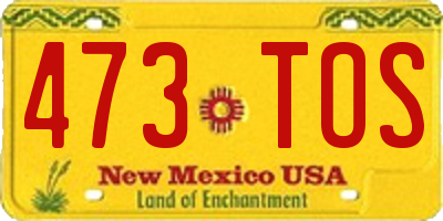 NM license plate 473TOS