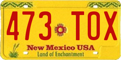 NM license plate 473TOX
