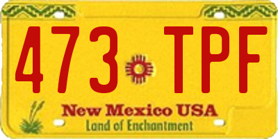 NM license plate 473TPF
