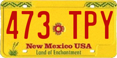NM license plate 473TPY