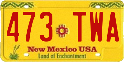 NM license plate 473TWA