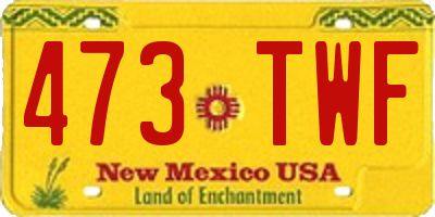 NM license plate 473TWF