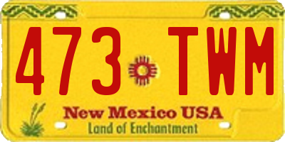 NM license plate 473TWM