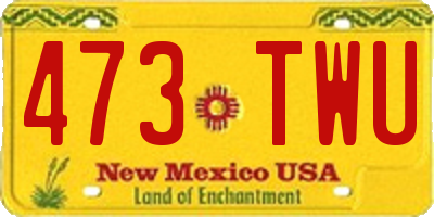 NM license plate 473TWU
