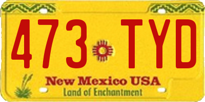 NM license plate 473TYD