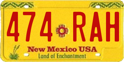 NM license plate 474RAH