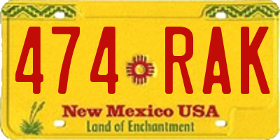 NM license plate 474RAK