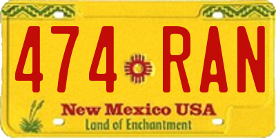 NM license plate 474RAN