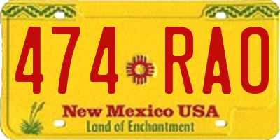NM license plate 474RAO