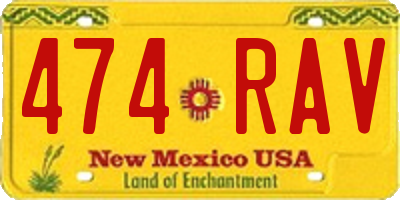 NM license plate 474RAV