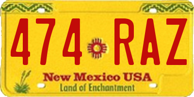 NM license plate 474RAZ