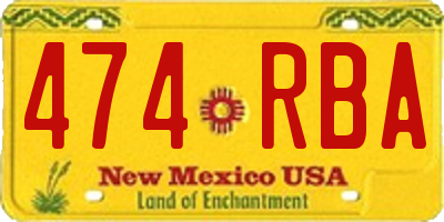 NM license plate 474RBA