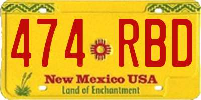 NM license plate 474RBD