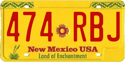 NM license plate 474RBJ