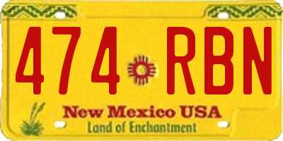 NM license plate 474RBN