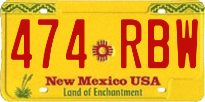 NM license plate 474RBW