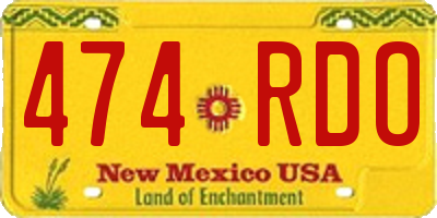 NM license plate 474RDO