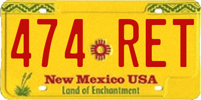 NM license plate 474RET