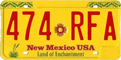 NM license plate 474RFA