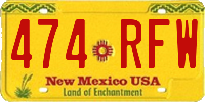 NM license plate 474RFW