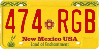 NM license plate 474RGB