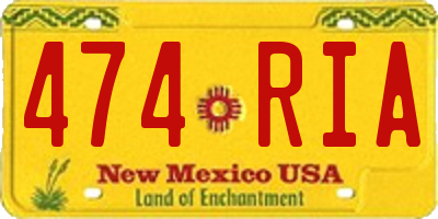 NM license plate 474RIA