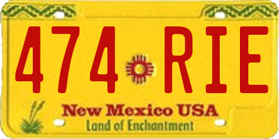 NM license plate 474RIE
