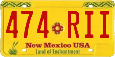 NM license plate 474RII