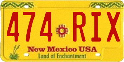 NM license plate 474RIX
