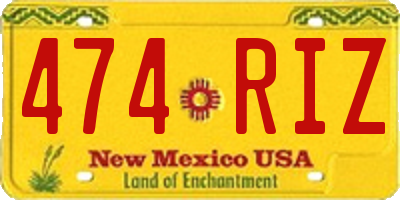 NM license plate 474RIZ