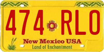 NM license plate 474RLO